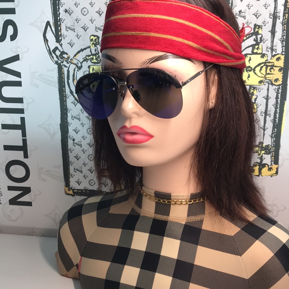 New Authentic Bottega Veneta BV0242S 003 Sunglasses – Blue Pilot Aviator